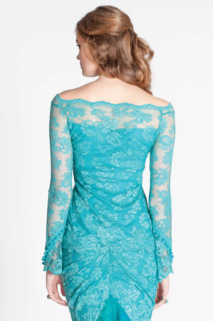 Off-Shoulder Lace Top with Flare Sleeves