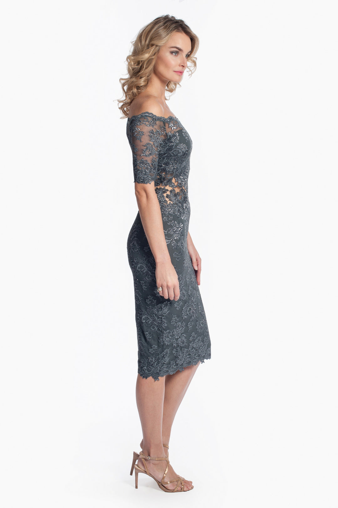 Jewel Stone Lace Cocktail Dress