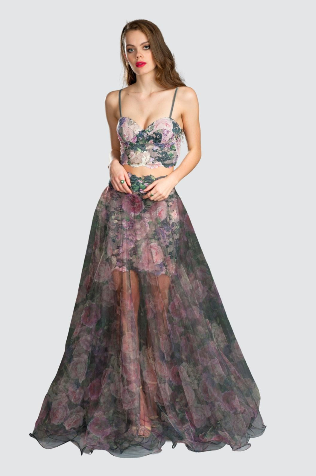 Floral Lace & Soft Tulle Skirt