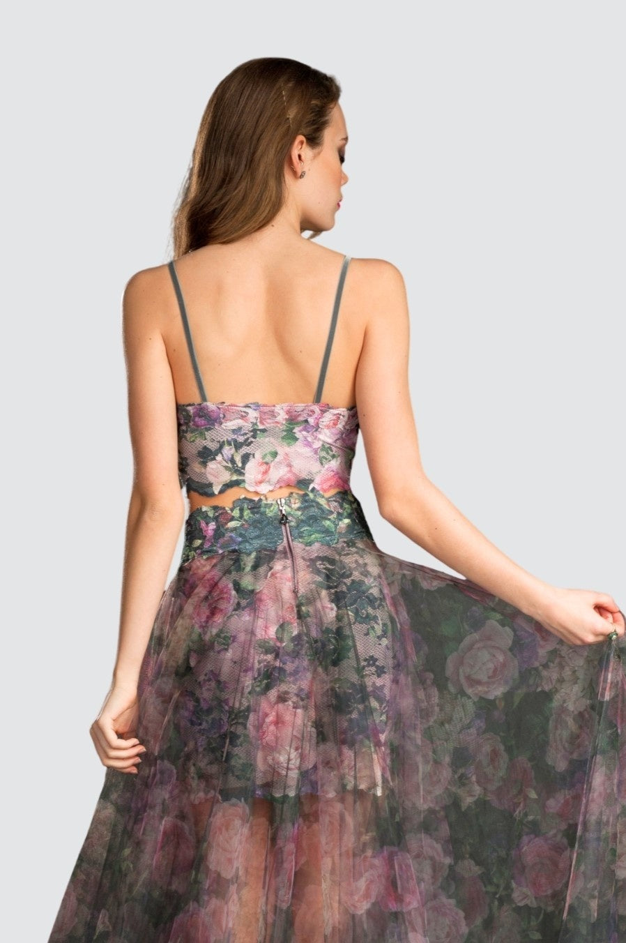 Floral Crop Top & Skirt Matching Set