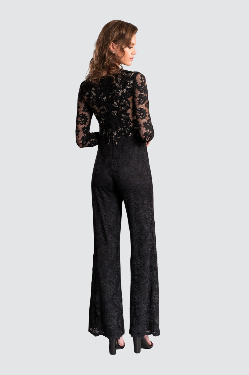 Deep V-Neck Sequins & Lace Jumpsuit
