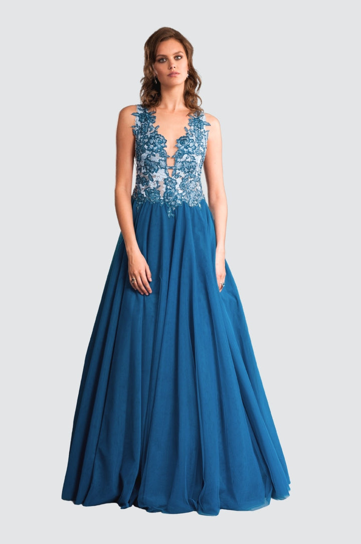 Flowing Bermuda Aquamarine Gown