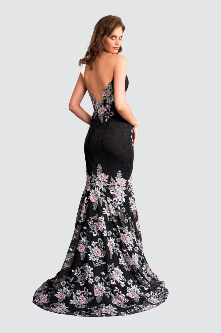 Elegant Embroidered Floor-Length Gown