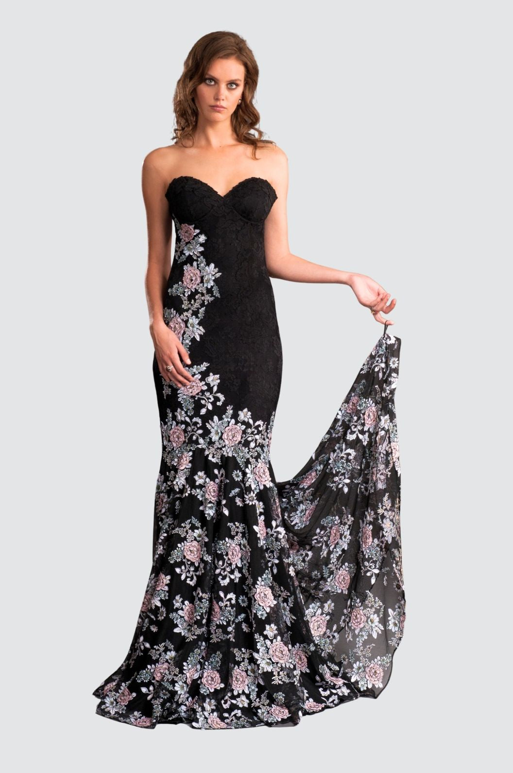 Elegant Embroidered Floor-Length Gown