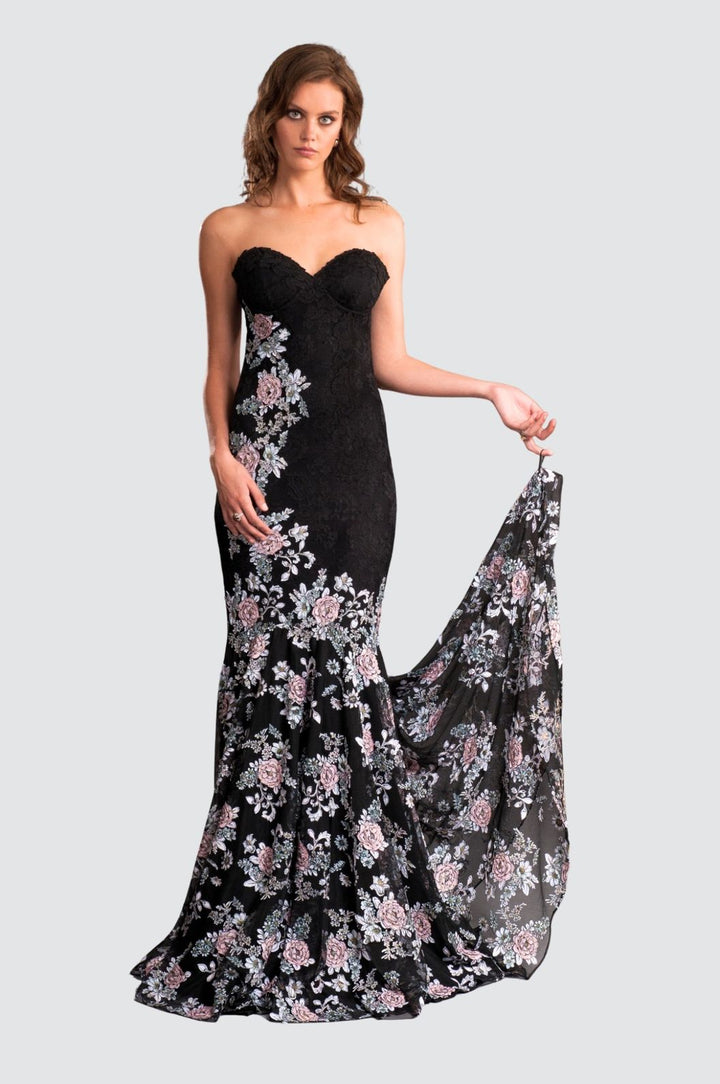 Elegant Embroidered Floor-Length Gown