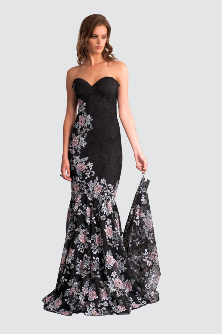 Elegant Embroidered Floor-Length Gown