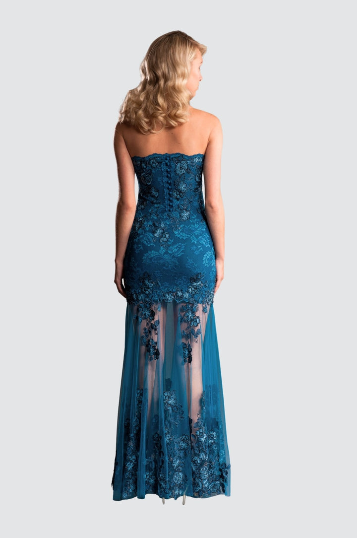 Strapless Moroccan Blue Gown