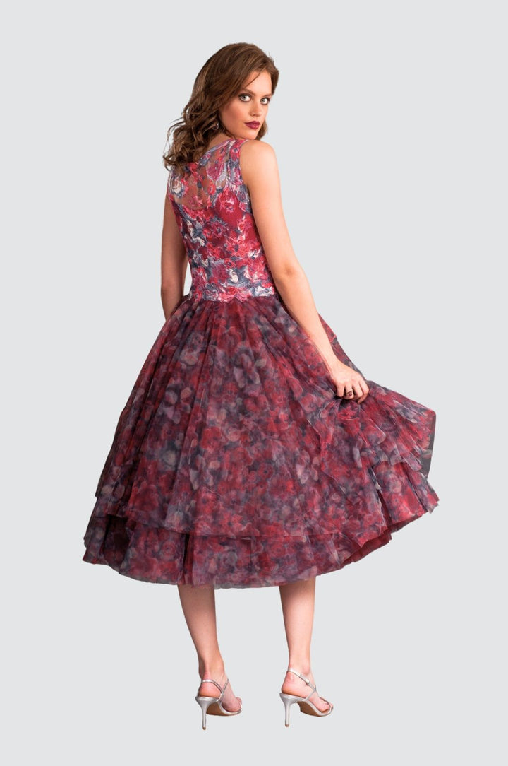 Stylish Lace & Tulle Midi Dress