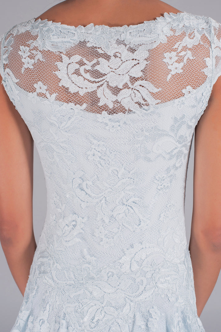 Elegant Ice Blue A-Line V-Neck Dress-3