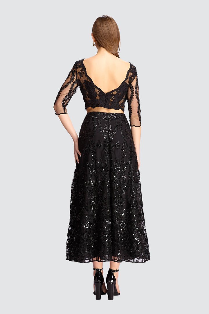 Sheer Embroidered Two-Piece Set with Sequin Detailing-1