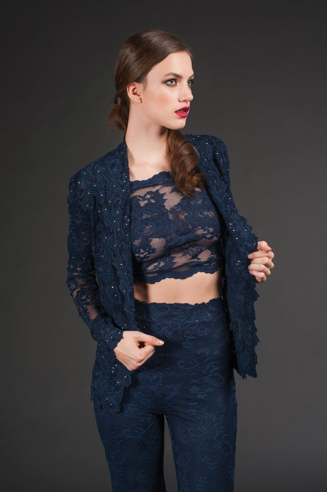 Luxury Lace Cardigan with Swarovski Crystals-2