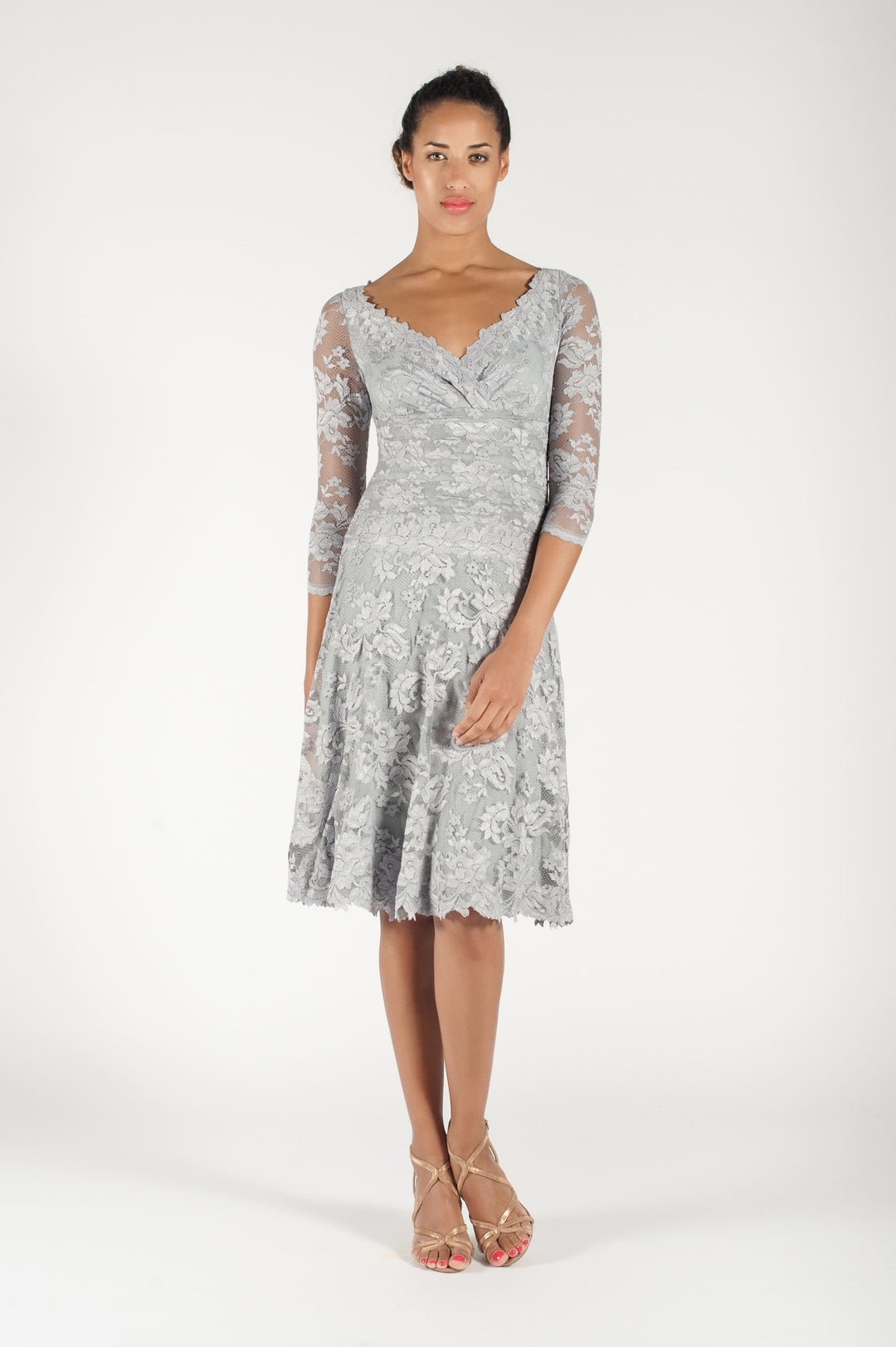 Dove Grey Sleeve Cocktail Dress-0