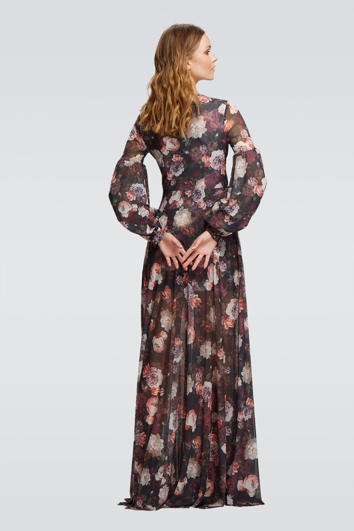 Floral Maxi Dress with Cut Out Detail-1