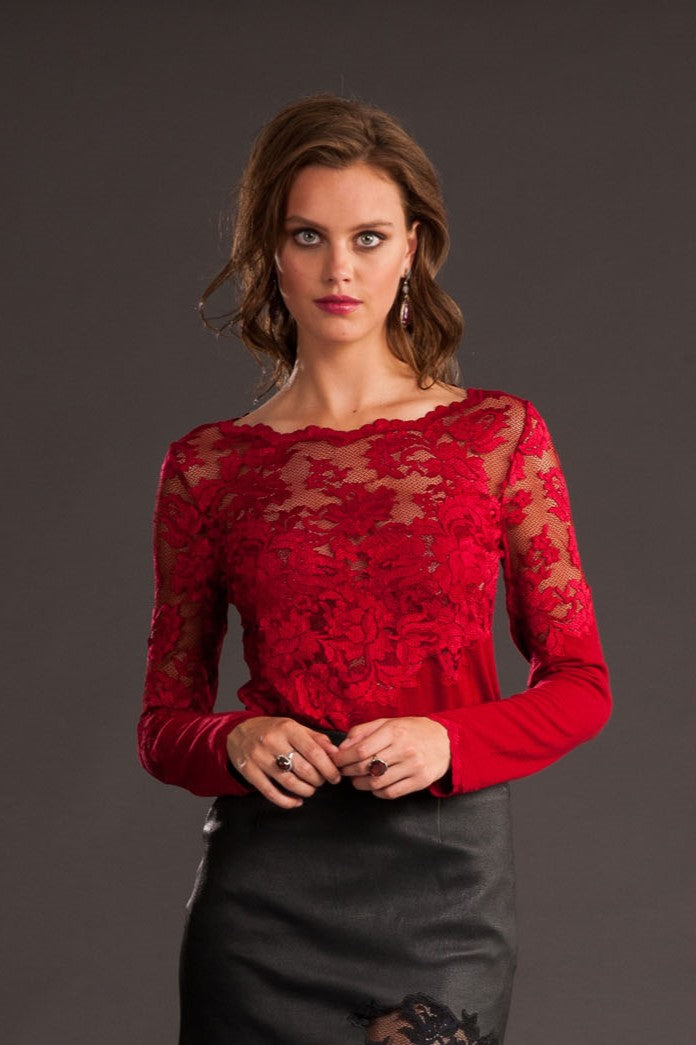 Lace-Accented Cashmere Sweater-0