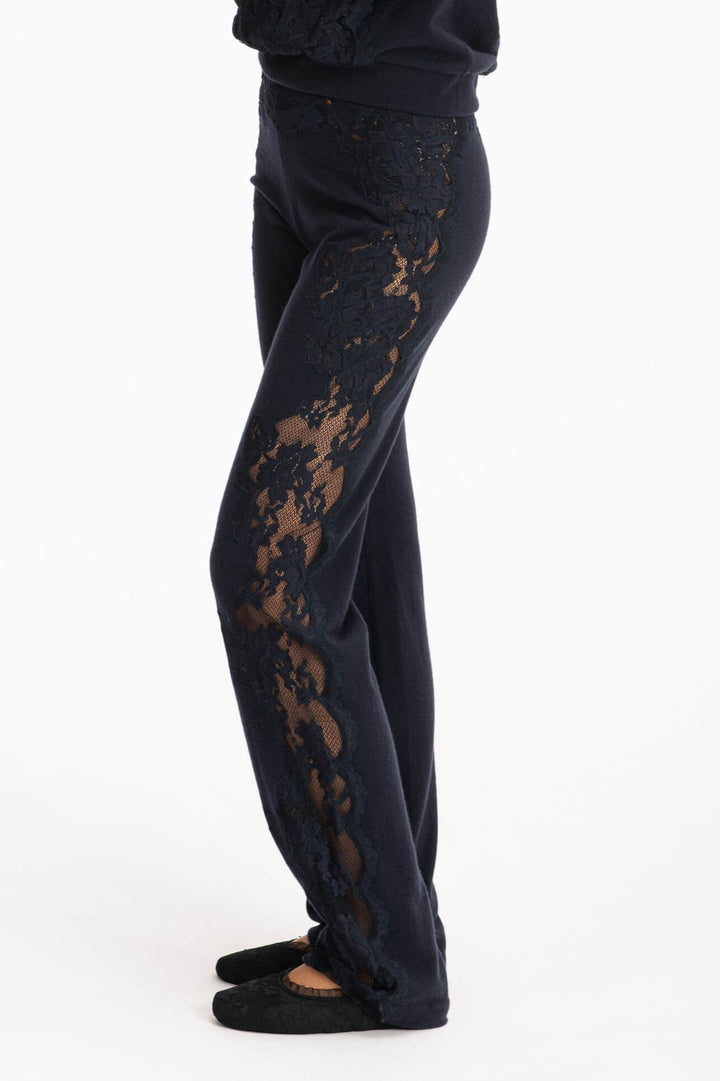 Cashmere Trousers with Elegant Lace Detailing-2