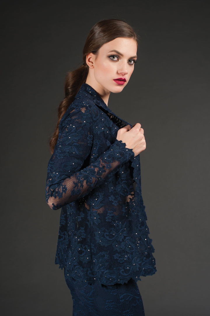 Luxury Lace Cardigan with Swarovski Crystals-0
