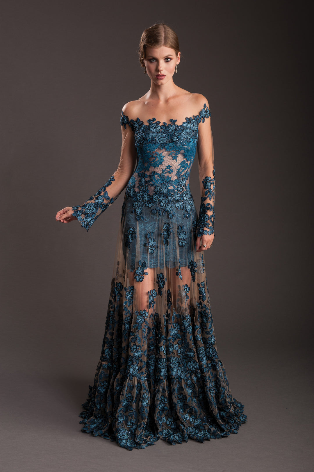 Moroccan Blue Off-Shoulder Gown-0