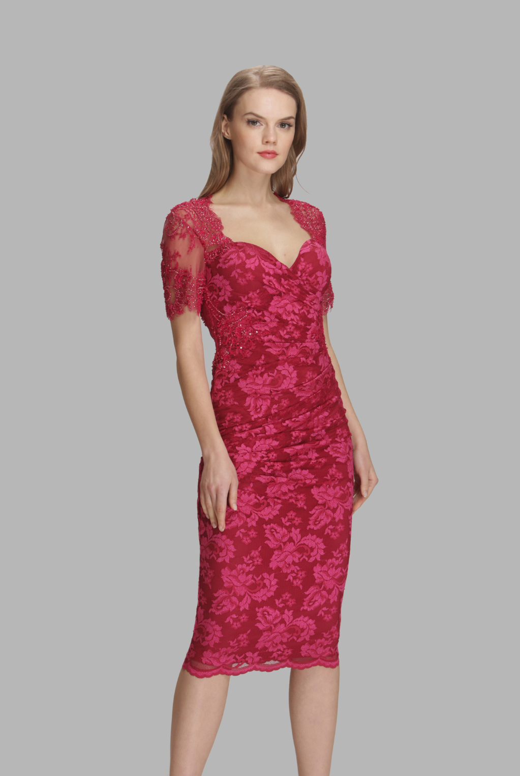 Heart neckline ruched torso dress-0