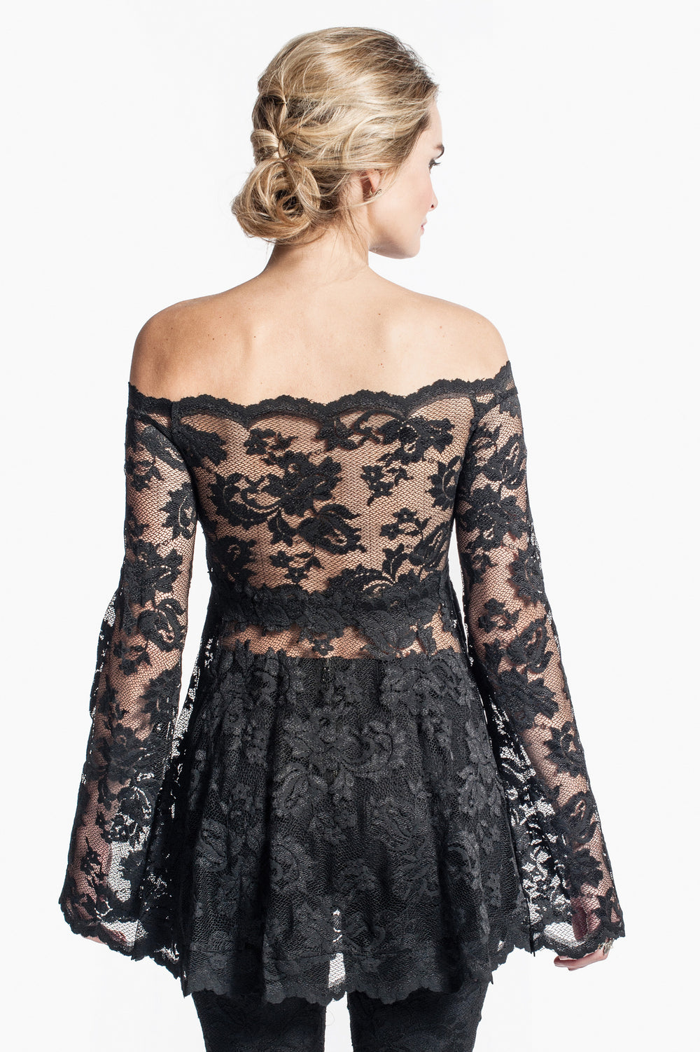 Elegant Off-shoulder Floral Lace Tunic-1