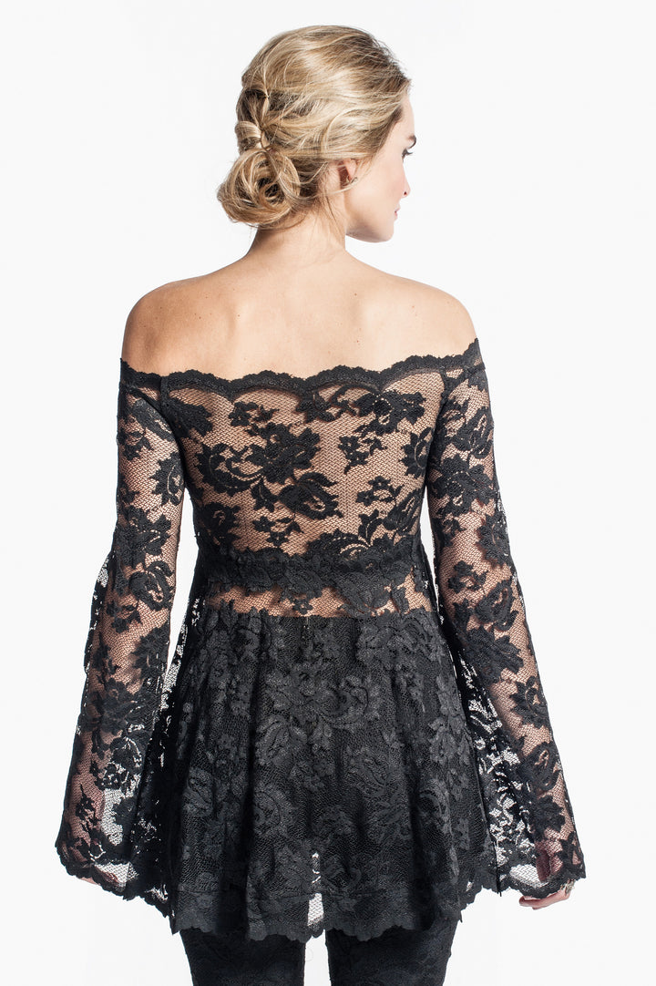 Elegant Off-shoulder Floral Lace Tunic-1