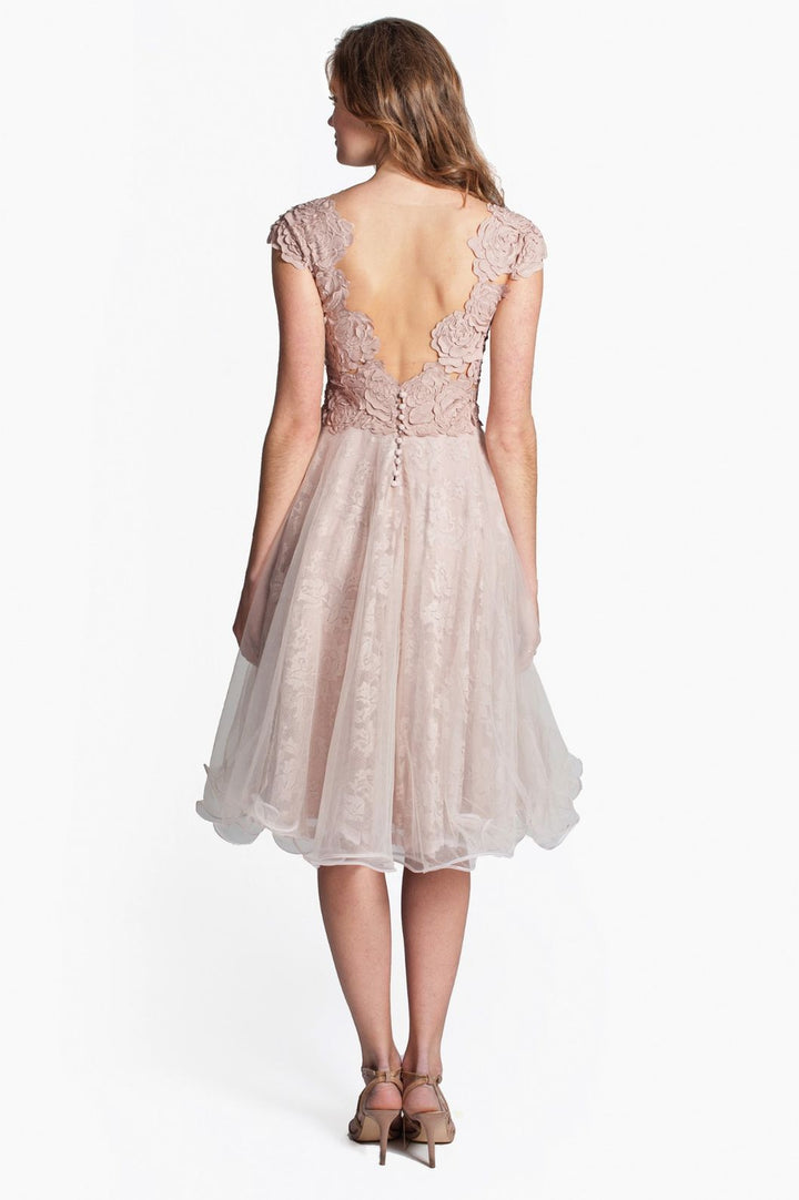Delicate Floral Appliqué Evening Dress-1