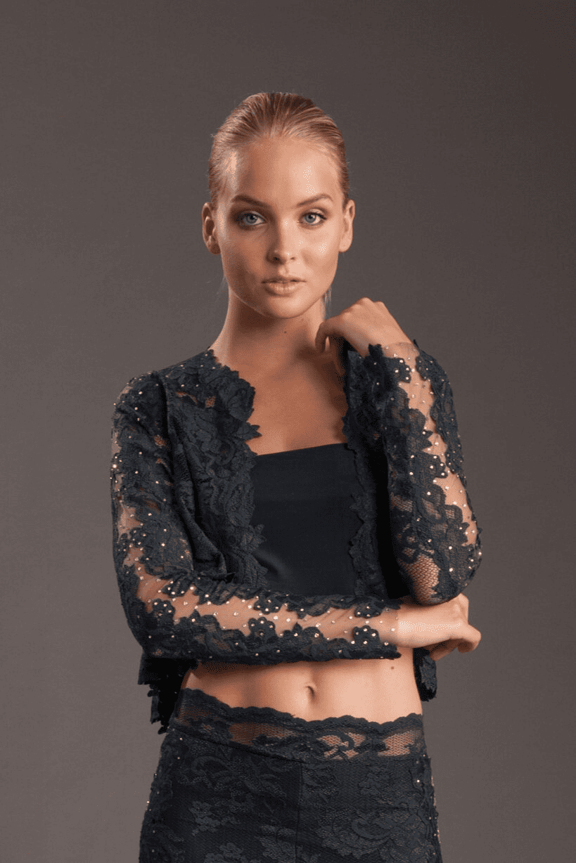 Elegant Lace Cardigan with Swarovski Crystals-0