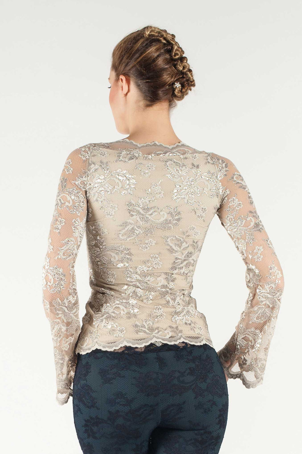 Elegant Long-Sleeve Lace Blouse-1