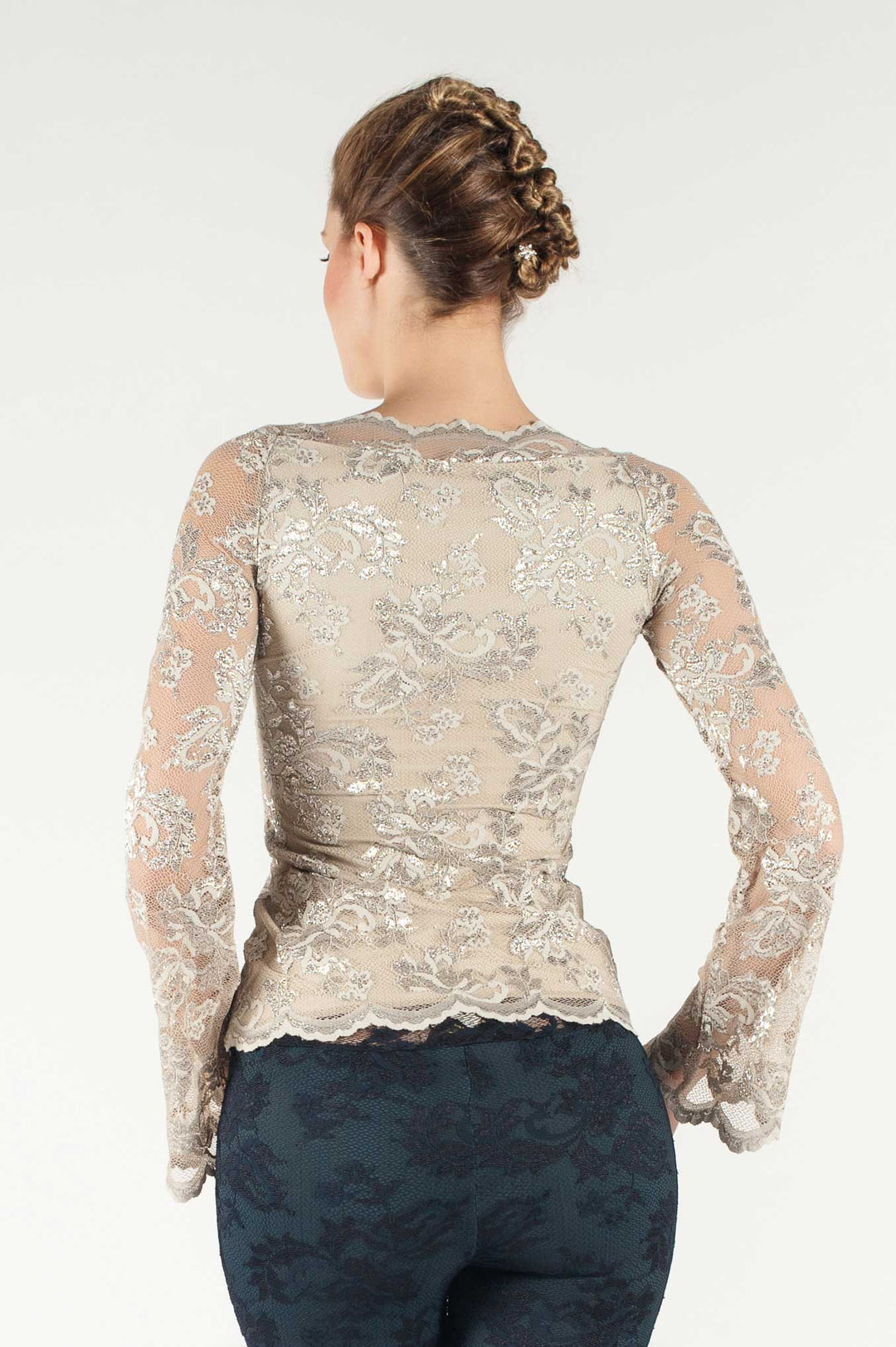 Elegant Long-Sleeve Lace Blouse-1