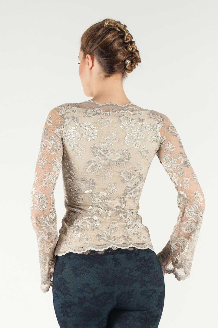 Elegant Long-Sleeve Lace Blouse-1