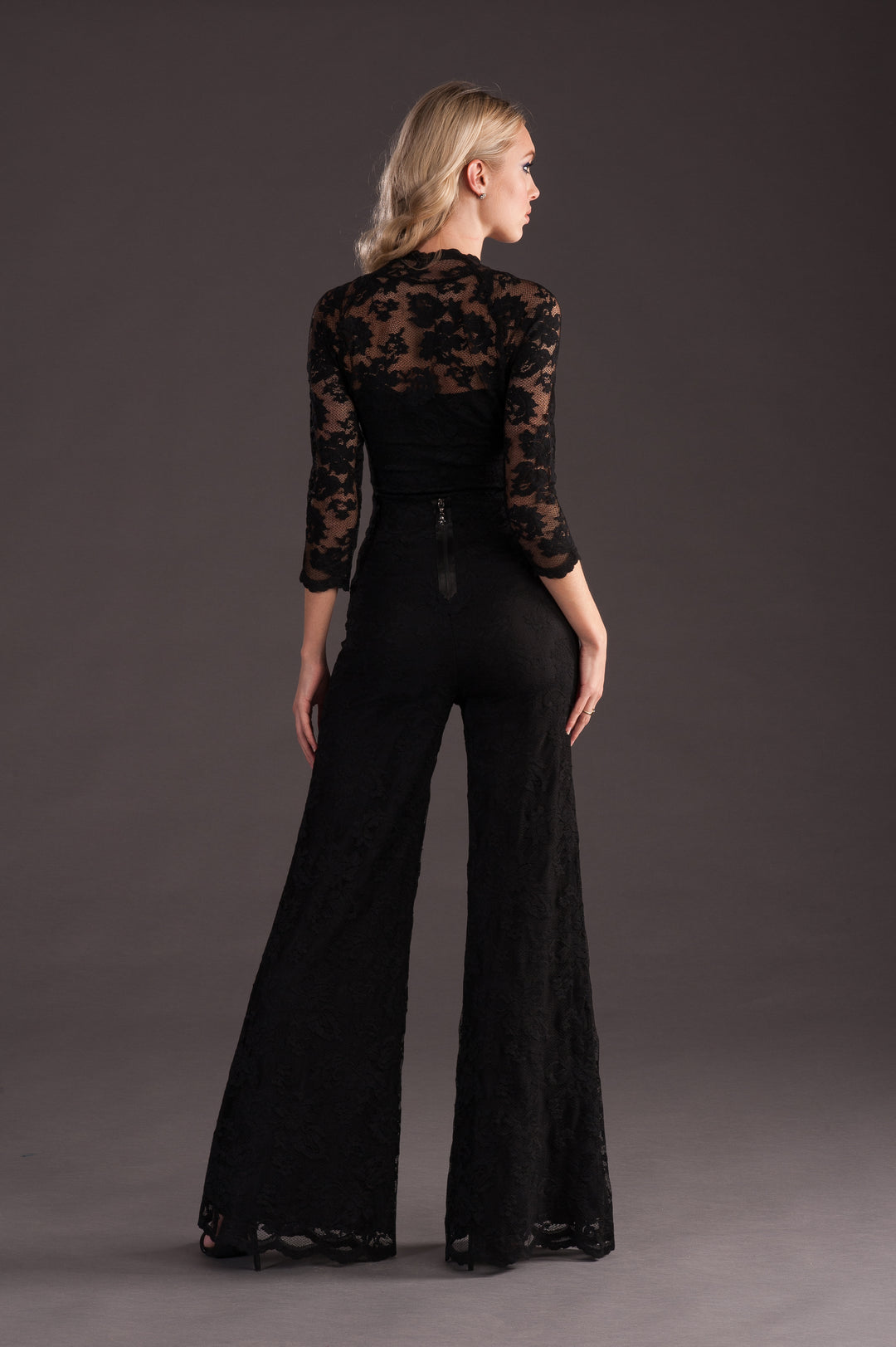 Black V Neck Scallop Top-1