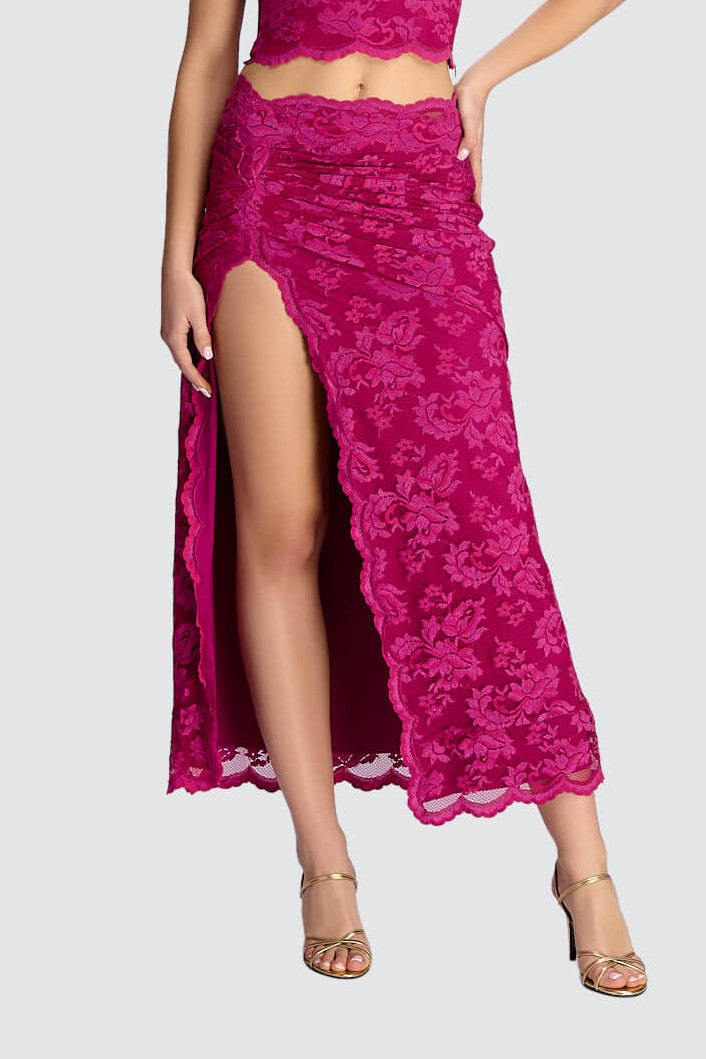 Strapless Crop Top & High-Slit Maxi Skirt Set-4
