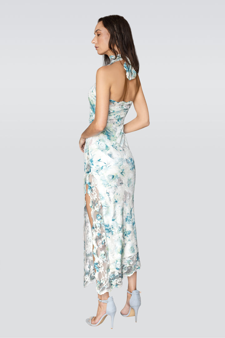High Neck Skylight Floral Dress-1