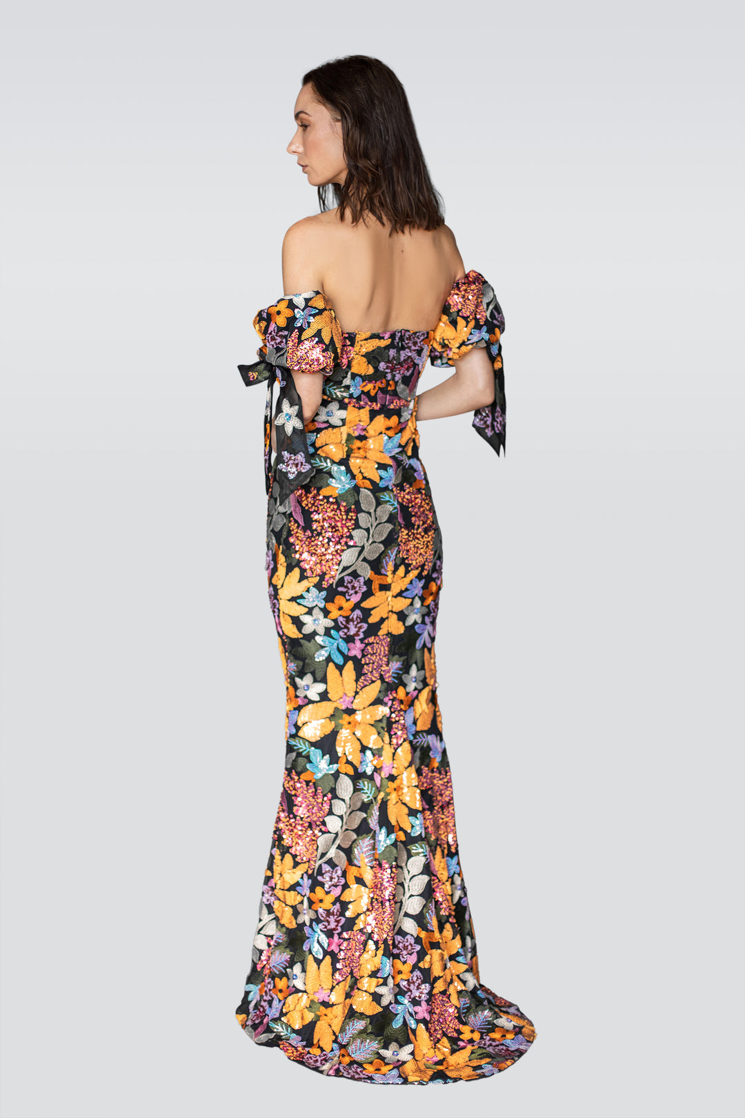 Strapless Sequined Multicolor Gown-1