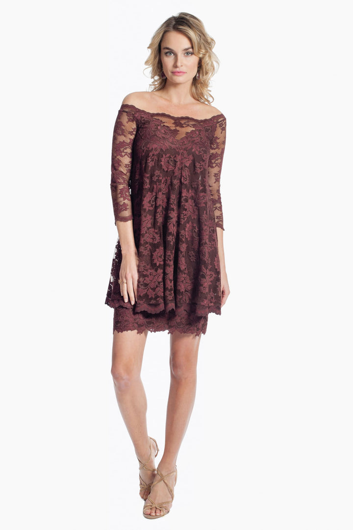 Off Shoulder Short Lace Dress-0
