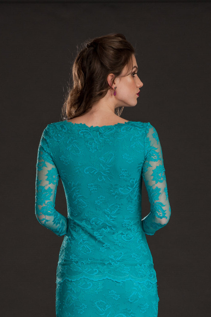 Elegant Teal Lace Top-2
