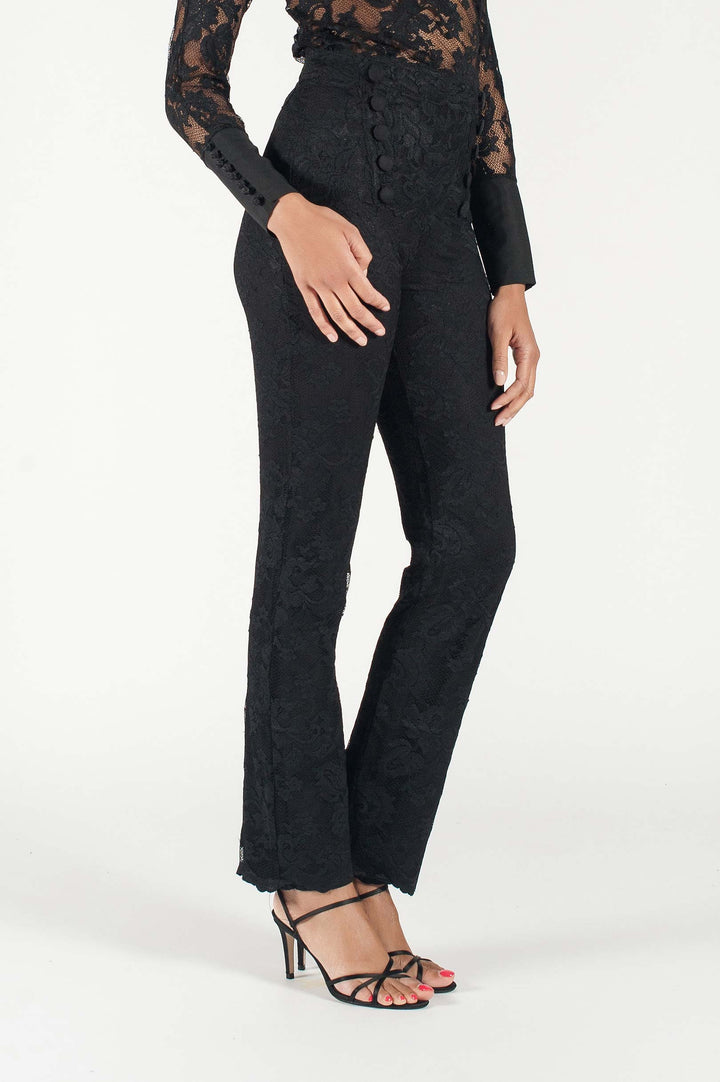 Sophisticated Black Lace Trousers-2