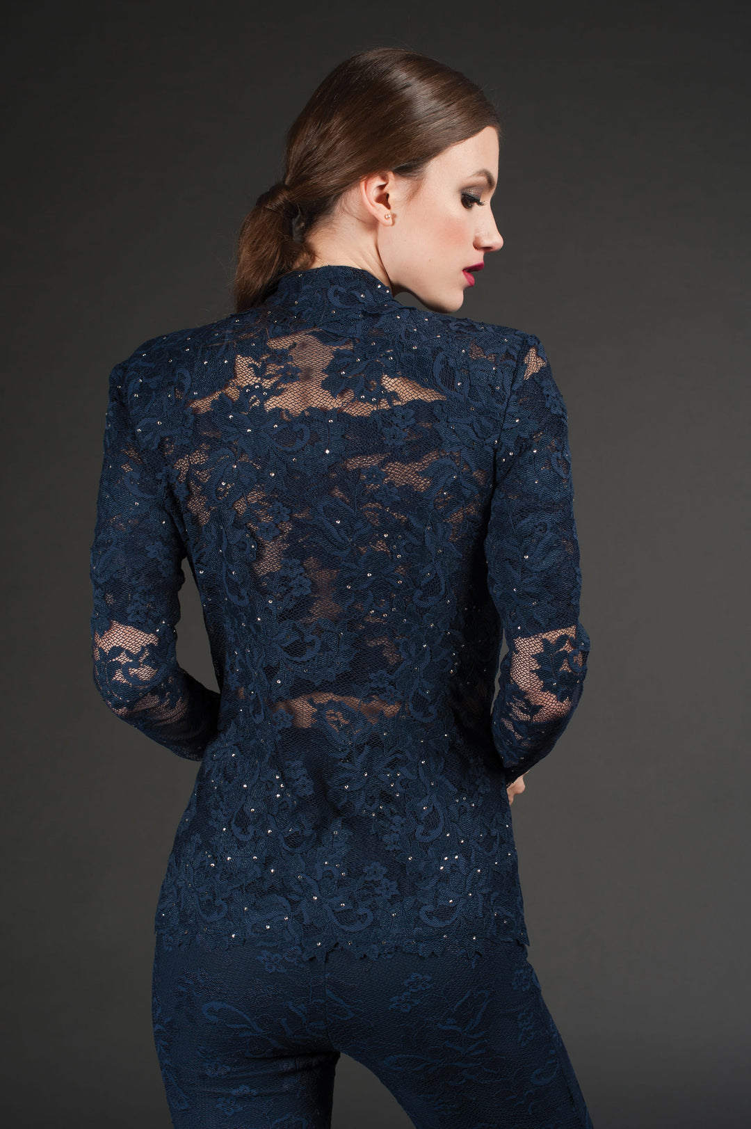 Luxury Lace Cardigan with Swarovski Crystals-2