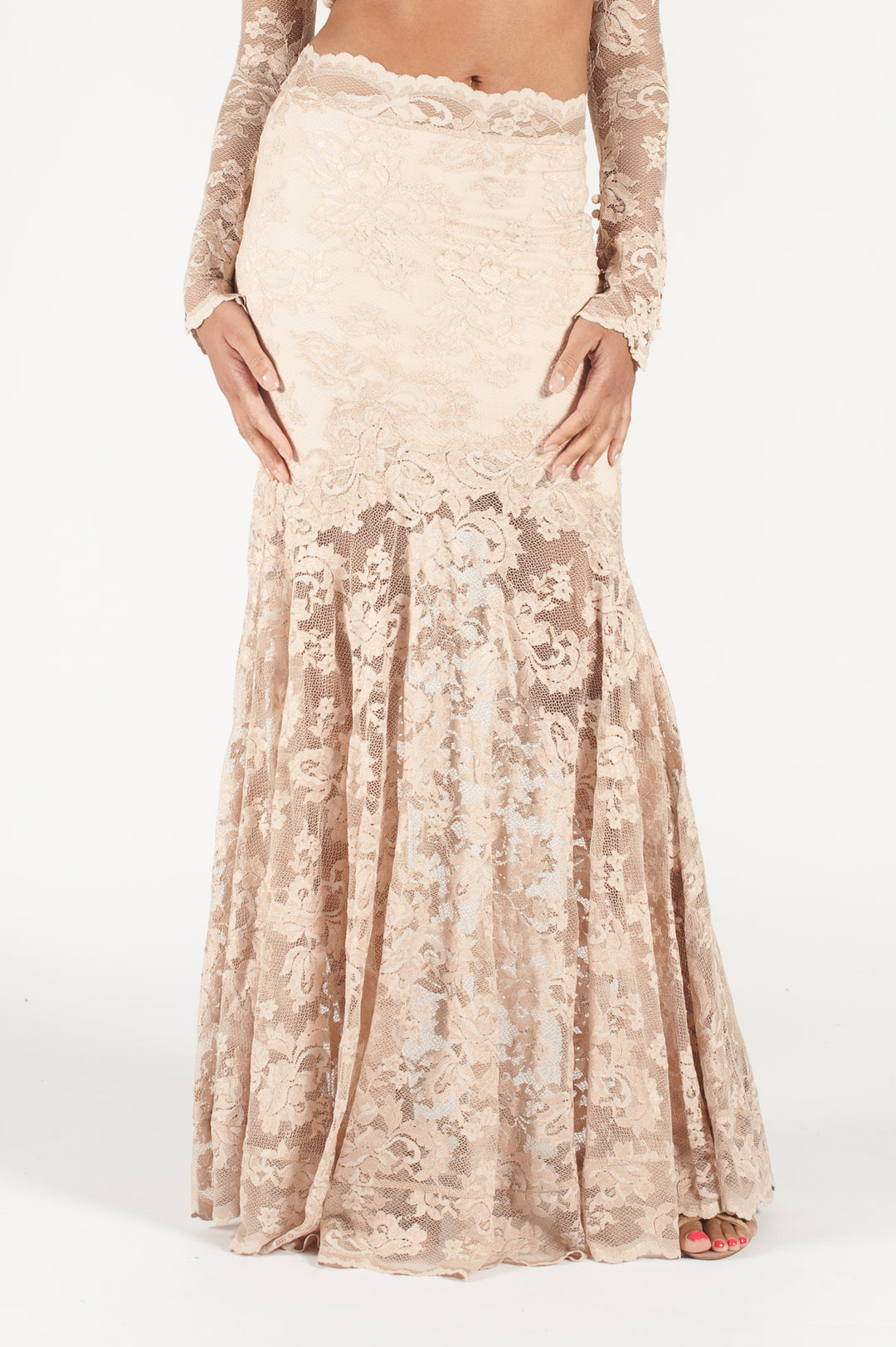 Long Skirt with Flare Bottom-3