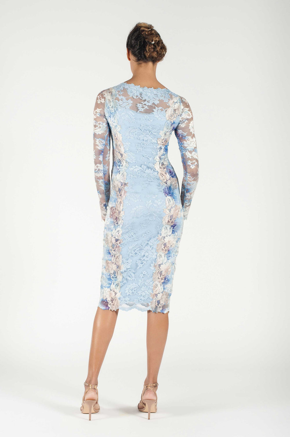 Elegant Celestial Blue Baroque Lace Dress-1