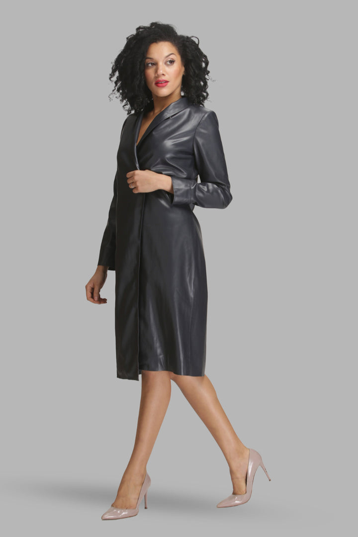 Long Vegan Leather Trench Coat-1