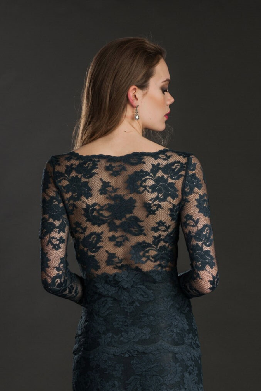 Sheer Lace Long-Sleeve Top with Floral Detailing-4