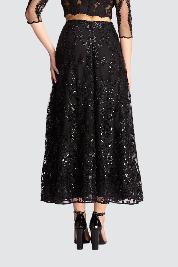 A-Line Maxi Skirt with Sequin Embellishments-1