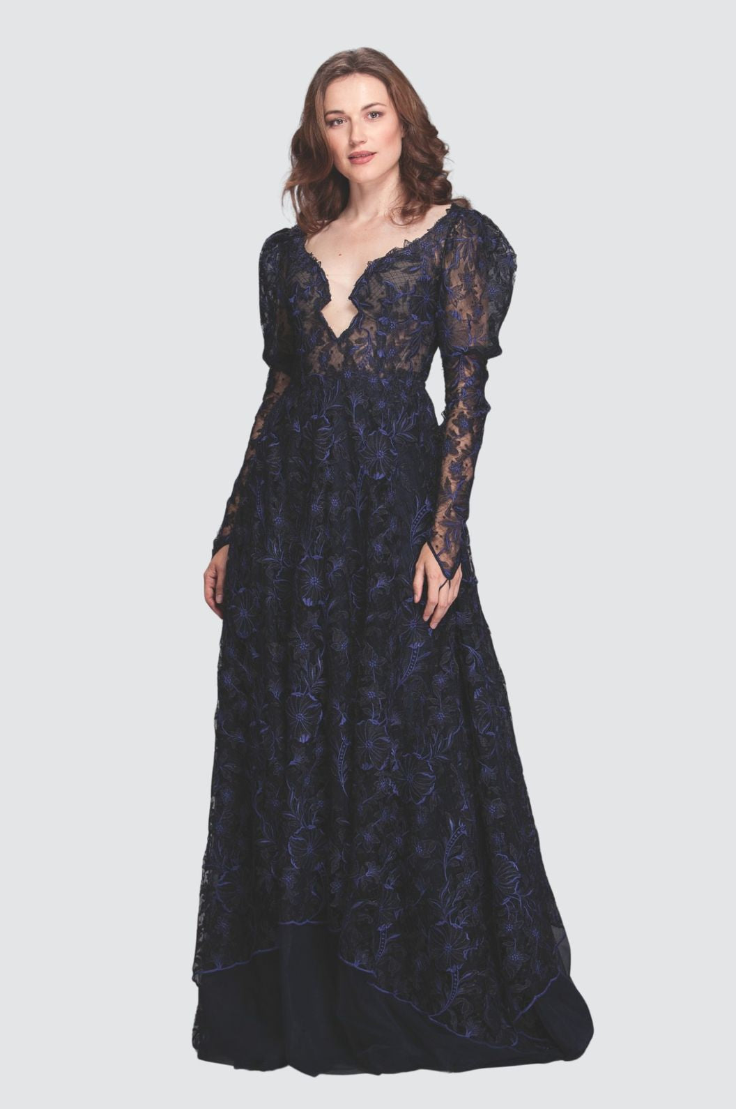 V-Neck Embroidery Gown
