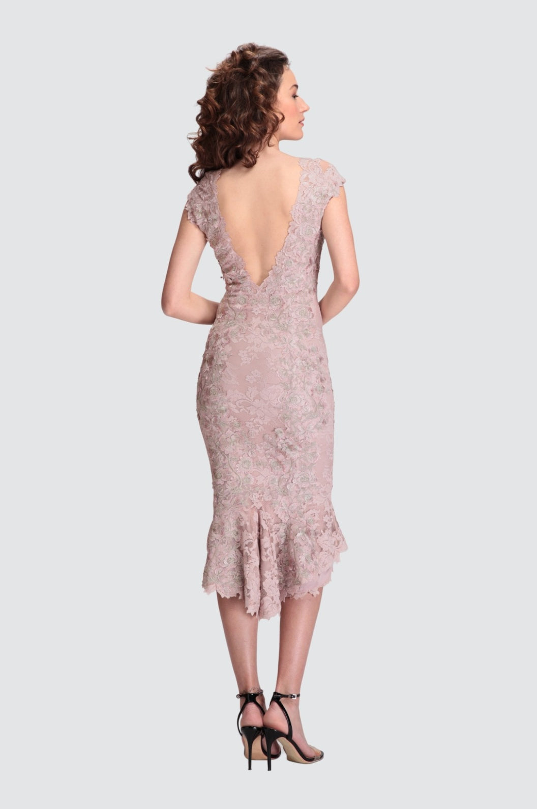 Lace High-Low Midi Cocktail Dress