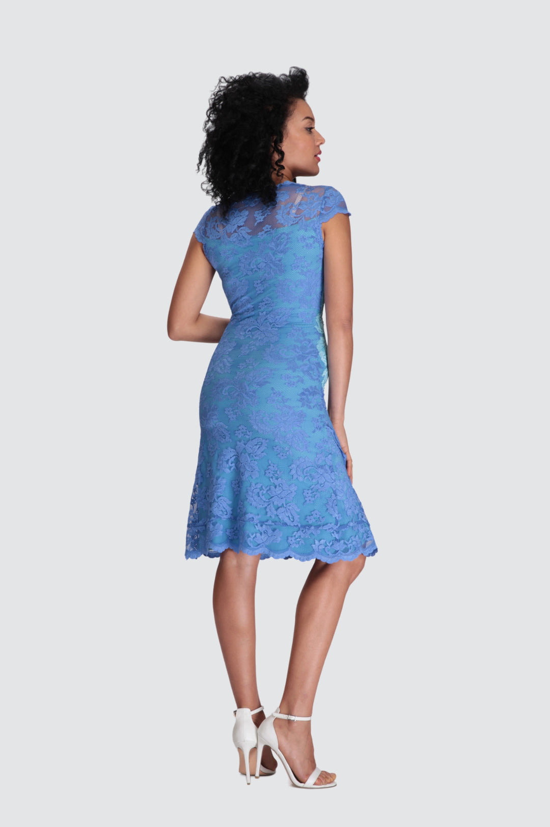 Deep Neck with Ruched Wrap Slit Dress