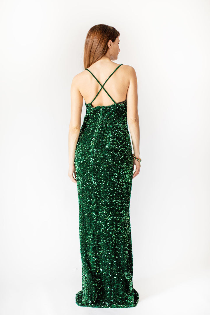 High Slit Sequin Gown