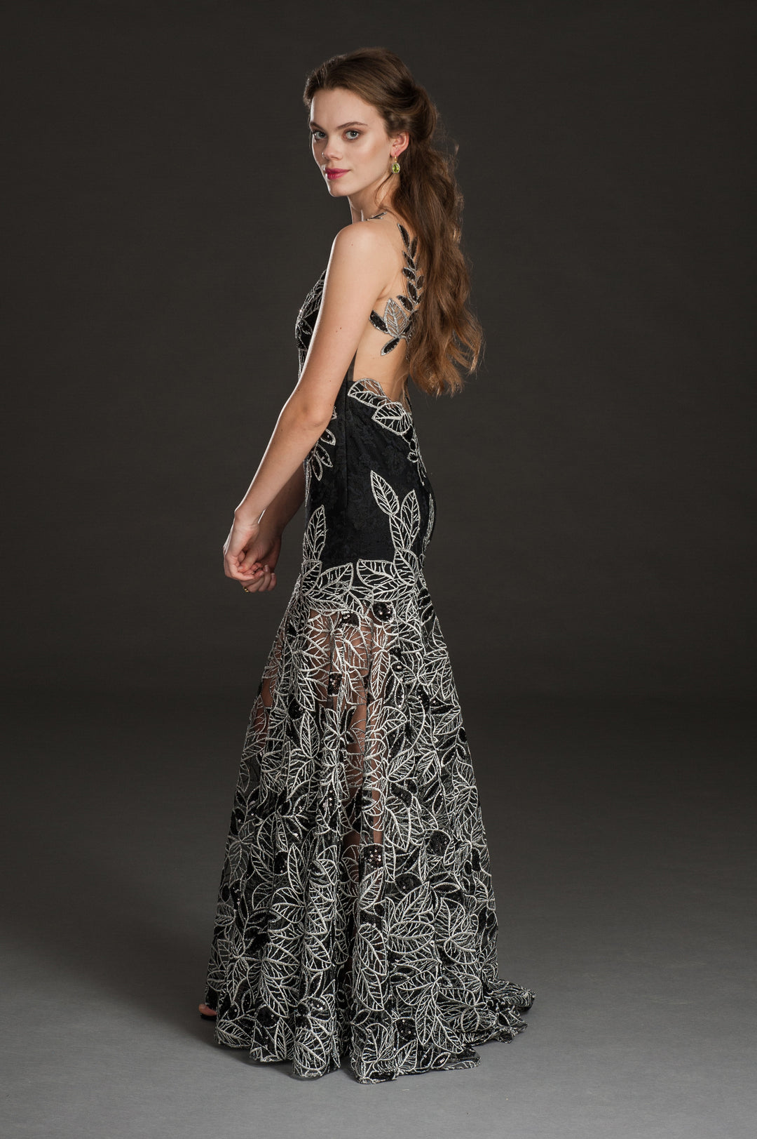 Floral mesh plunge neck-3