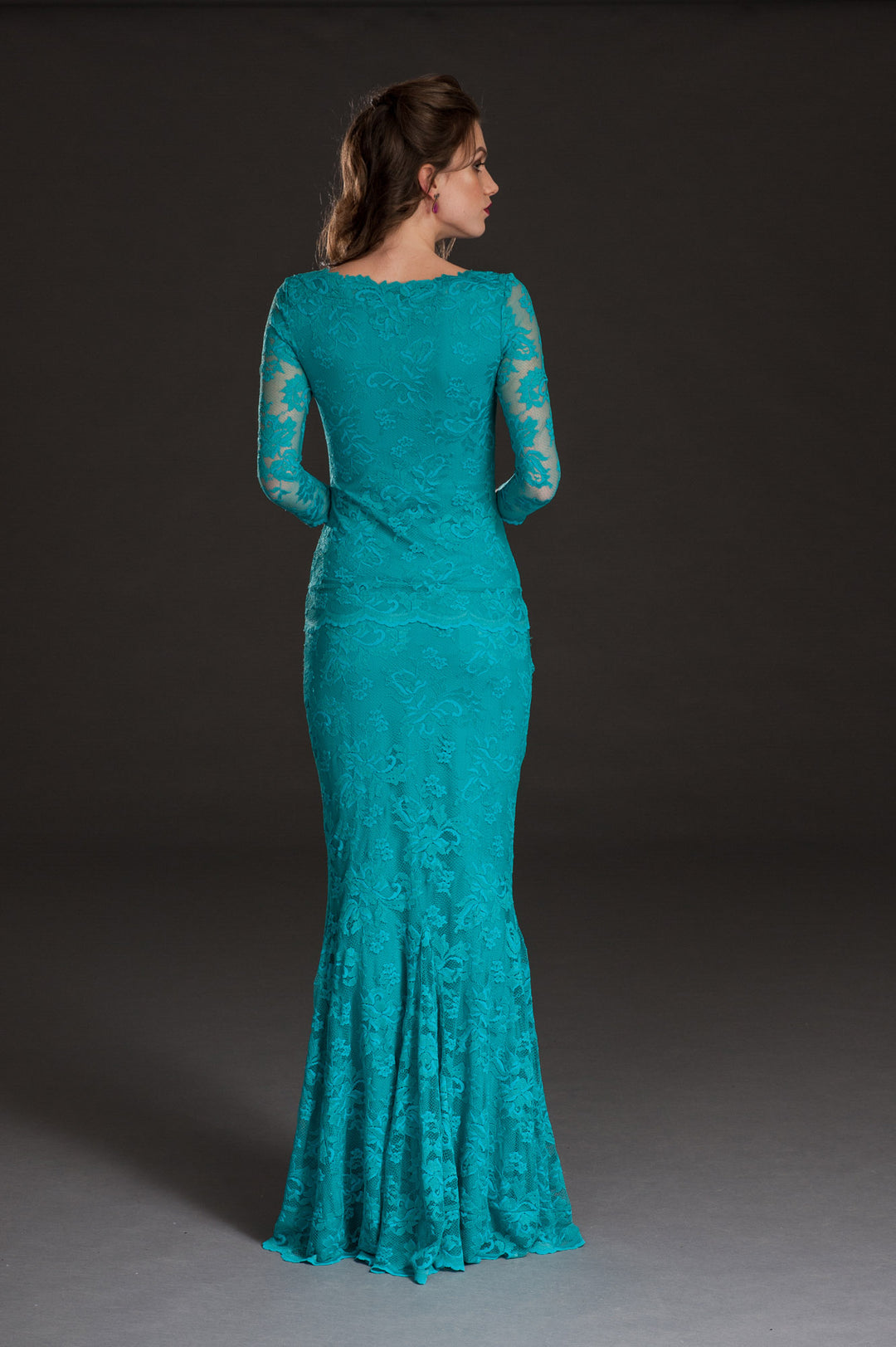 Floor Length Lace Skirt with Flare Detail-1