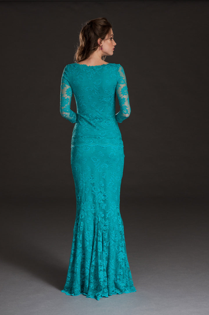 Floor Length Lace Skirt with Flare Detail-1