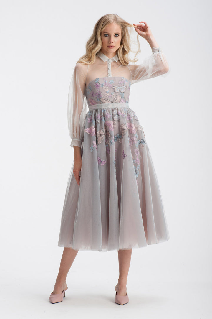 Ethereal Embroidered Tulle Midi Dress-1